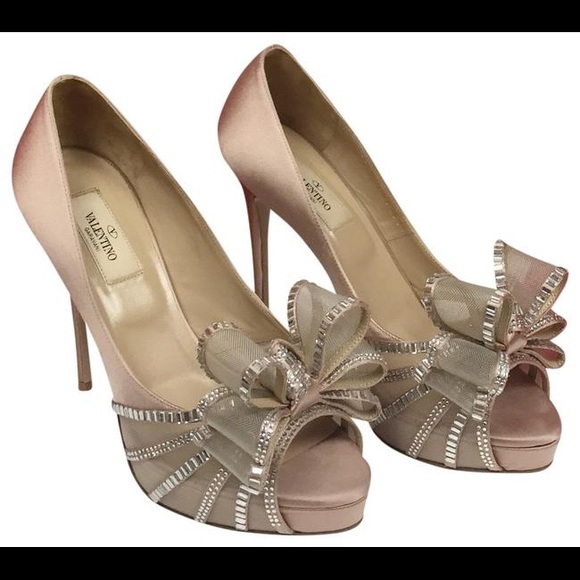 Valentino Shoes - Valentino Jeweled Bow Sandals Blush Pink